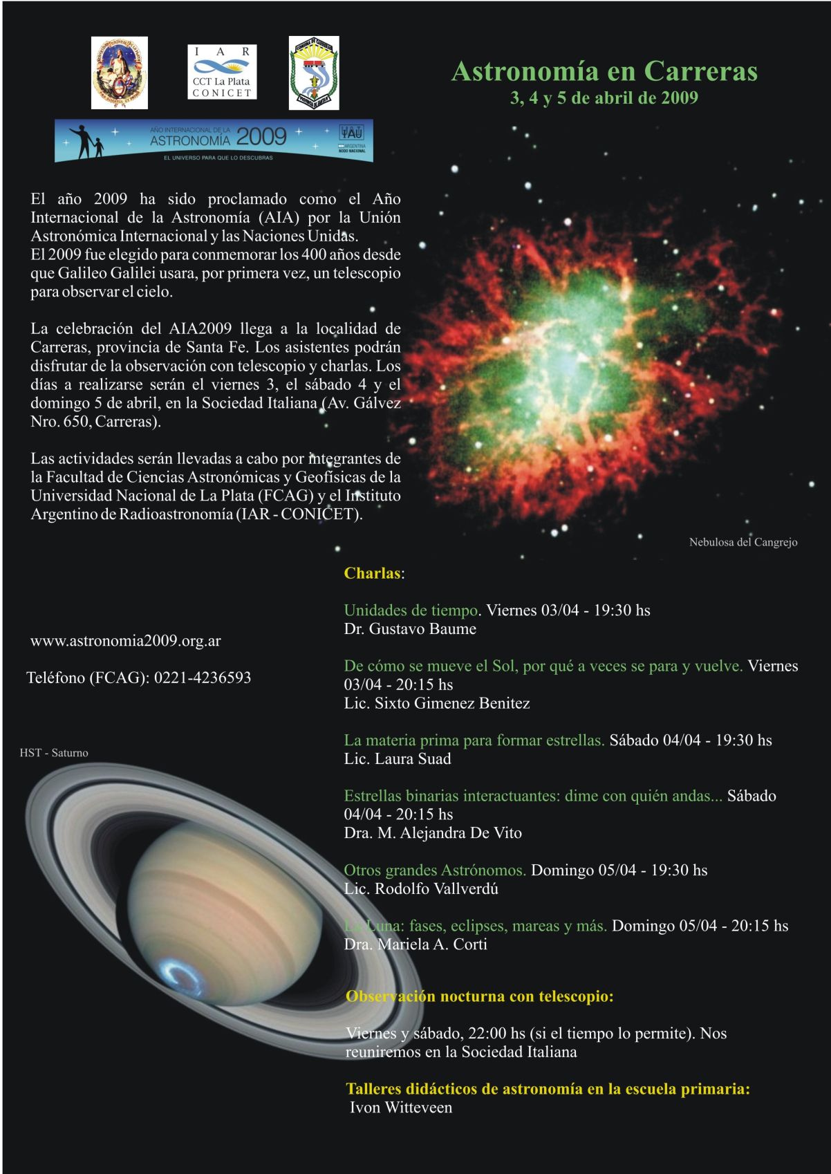 100 Horas de Astronomía en Carreras – Instituto Argentino de Radioastronomía
