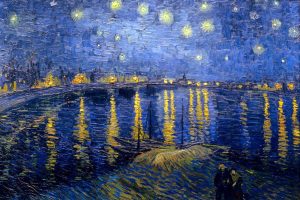 La noche estrellada sobre el Ródano. Vincent van Gohg, 1888. En el centro del
cielo de esta pintura del artista neerlandés pueden verse las 7 estrellas que
conforman la constelación de Osa Mayor (dominio público).