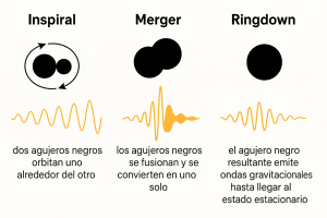Figura 1: Gráfico esquemático que ilustra la segunda ley de la termodinámica de los agujeros negros